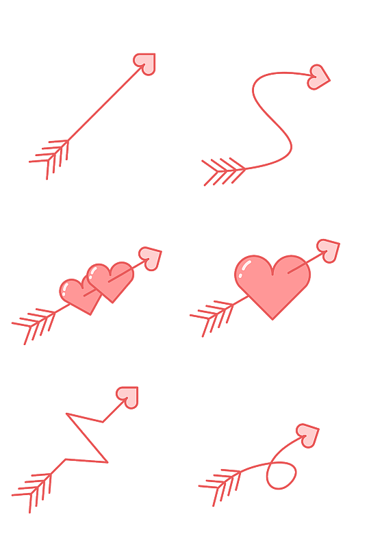 手绘粉色爱心箭头元素