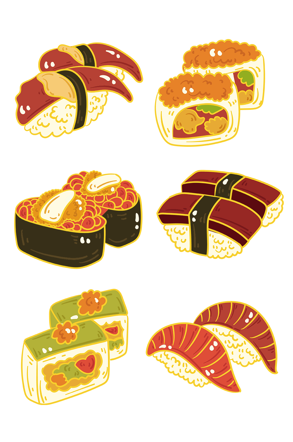 手绘矢量日料食物寿司插画素材