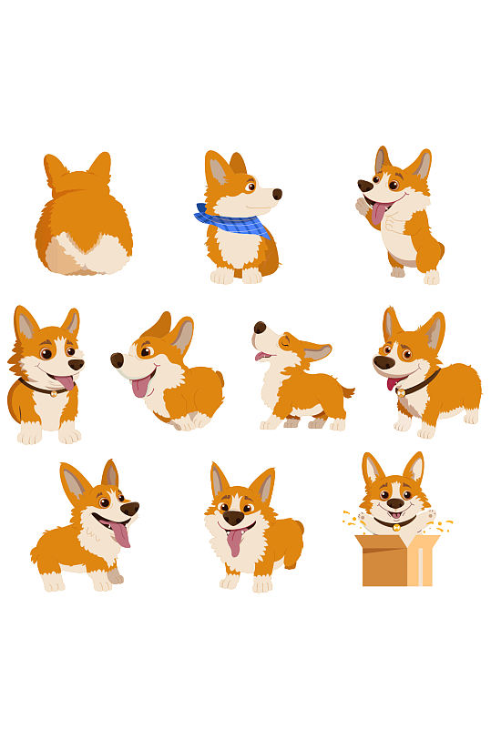 可爱威尔士柯基犬设计
