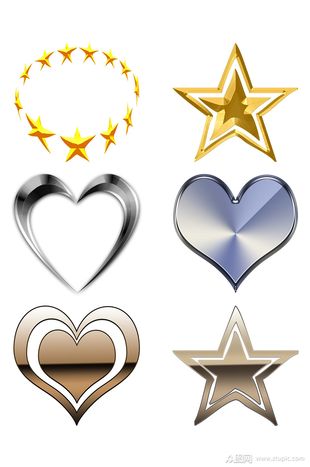 爱心五角星七夕情人节素材