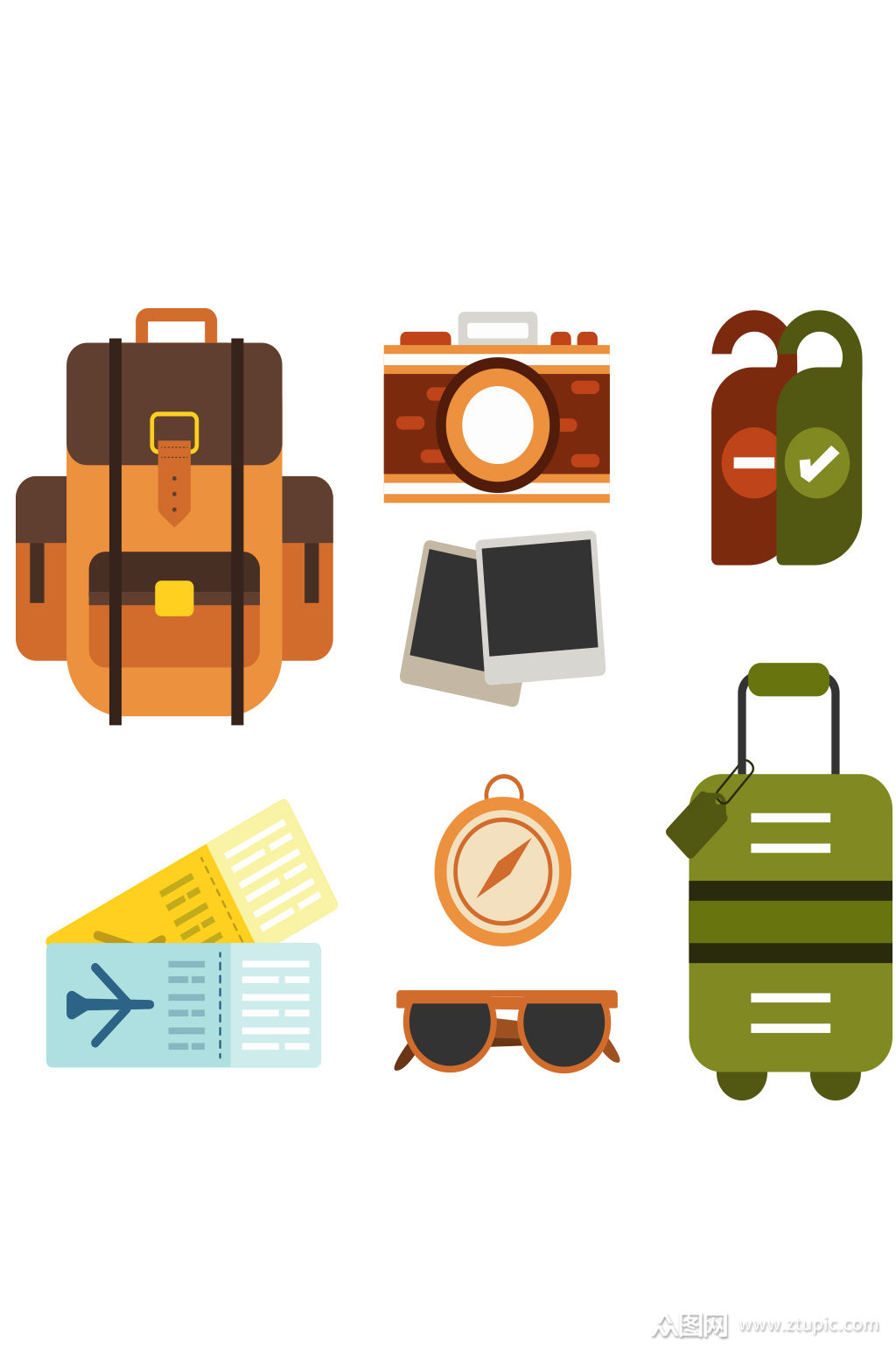 彩色旅行物品设计矢量素材