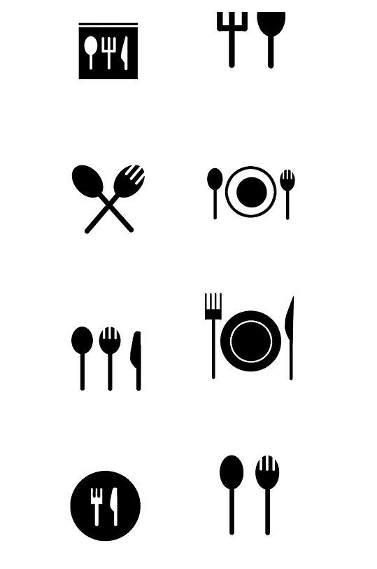 黑白图标餐具餐饮