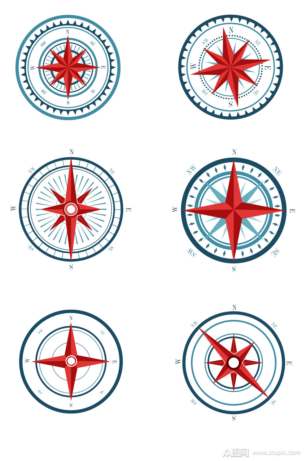 扁平化指南针矢量素材