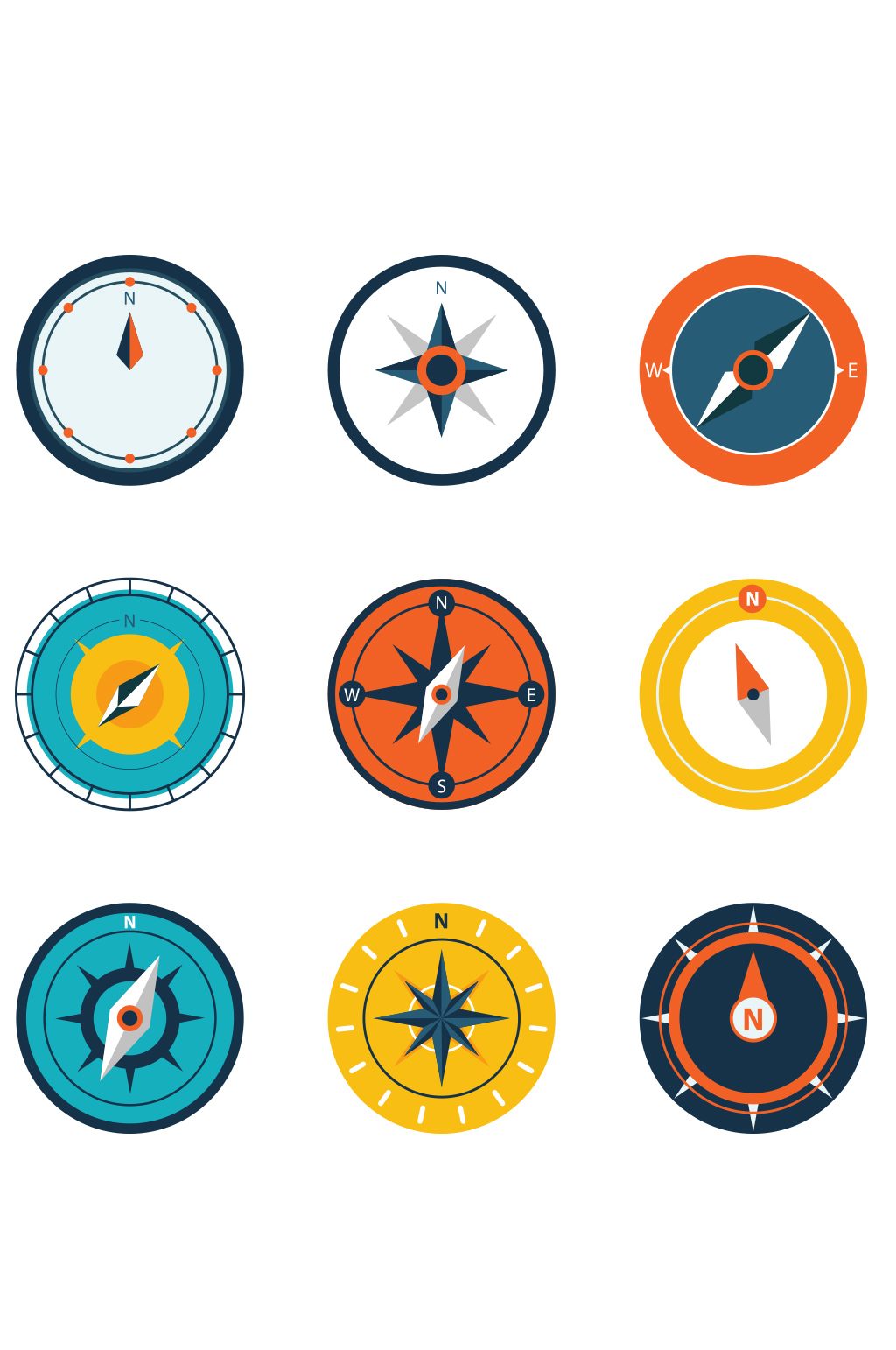 彩色指南针设计矢量素材模板下载-编号415896-众图网