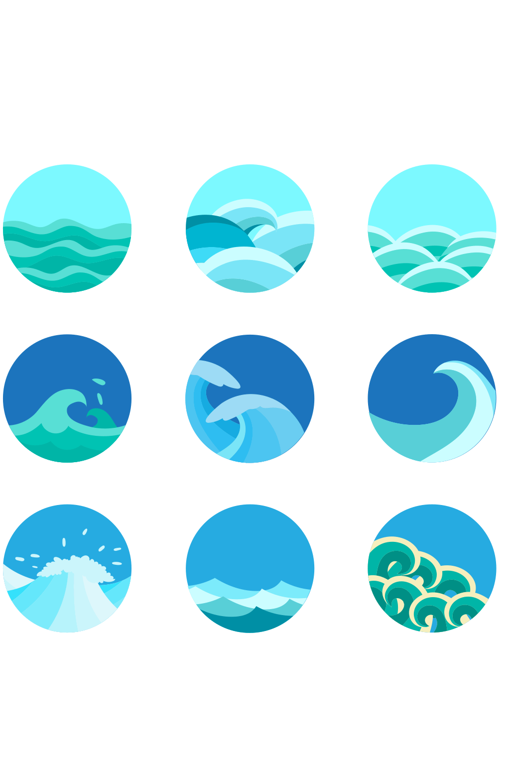 圆形海浪图标矢量素材