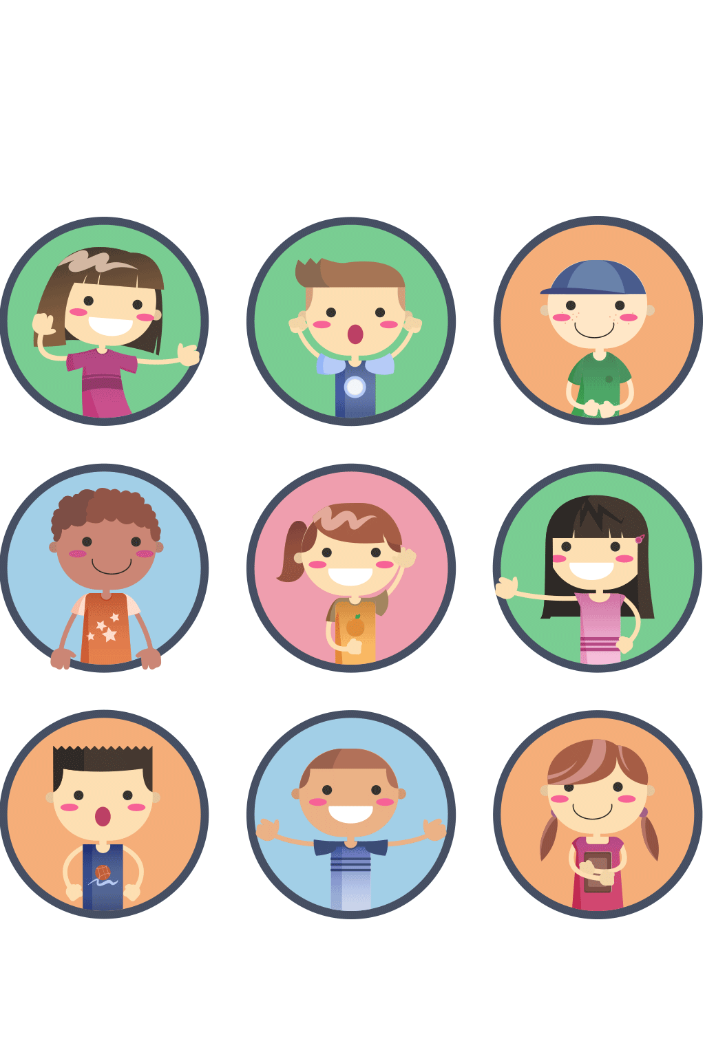 可爱圆形儿童头像矢量素材