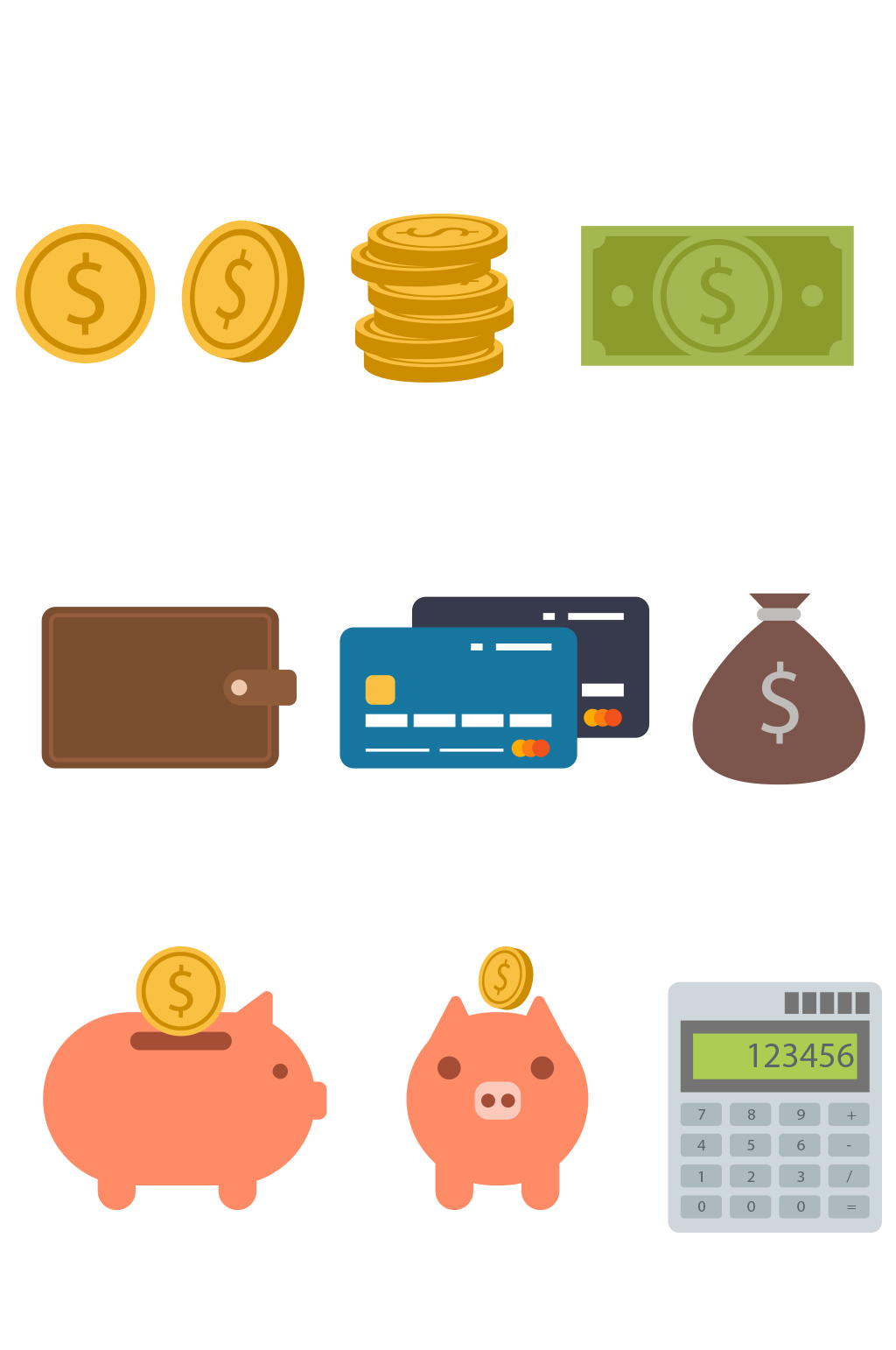 彩色金融元素图标矢量素材素材