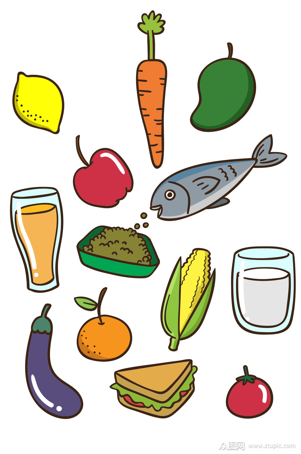 彩色健康食物矢量素材