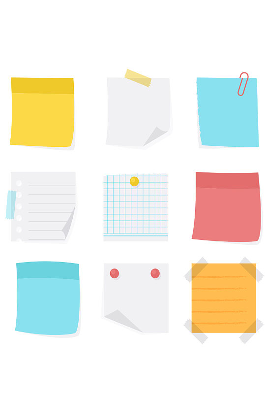 彩色空白便利贴矢量素材