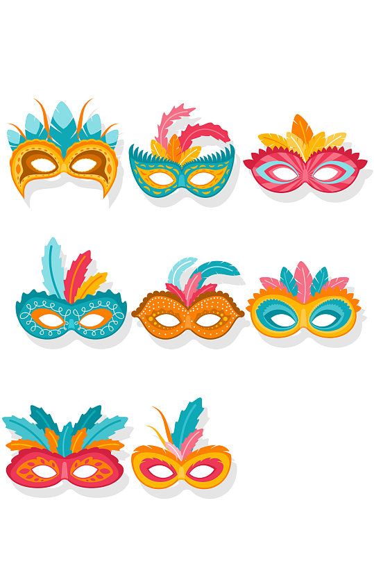 彩色狂欢节面具矢量素材