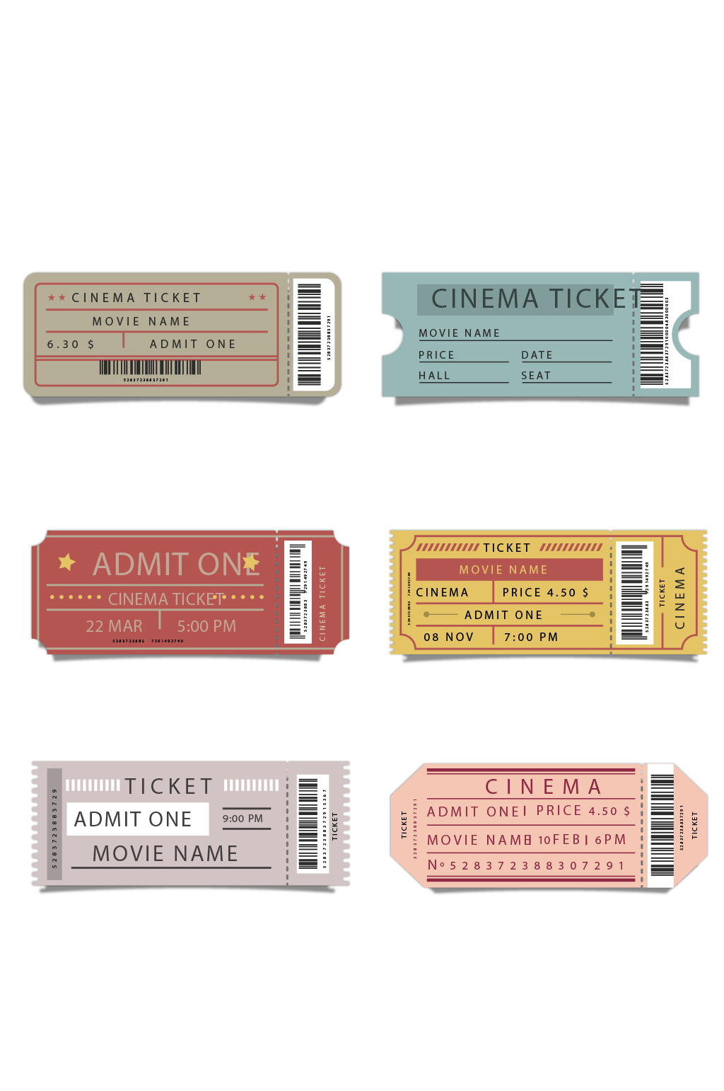 创意电影票设计矢量素材