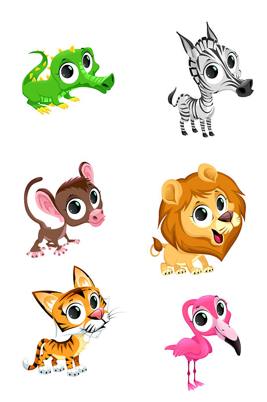 卡通大眼睛动物矢量素材