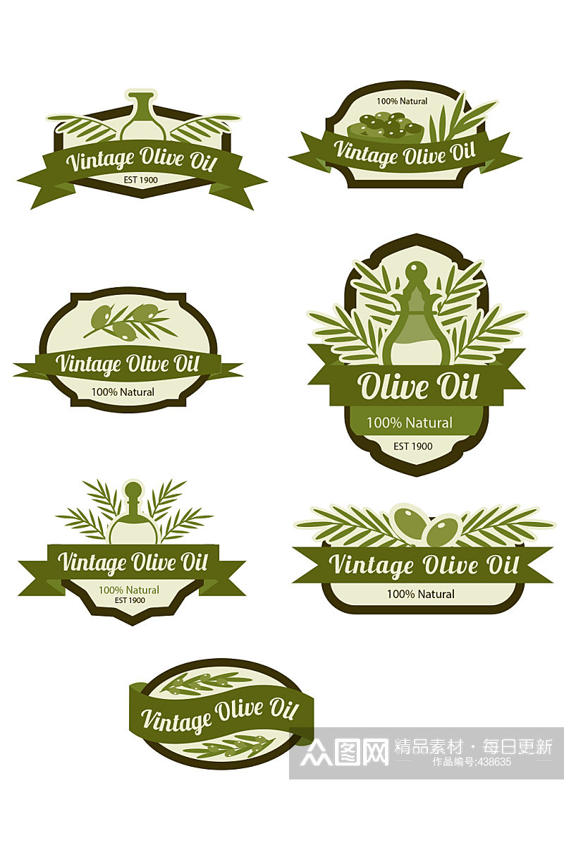 绿色橄榄油标签矢量素材素材