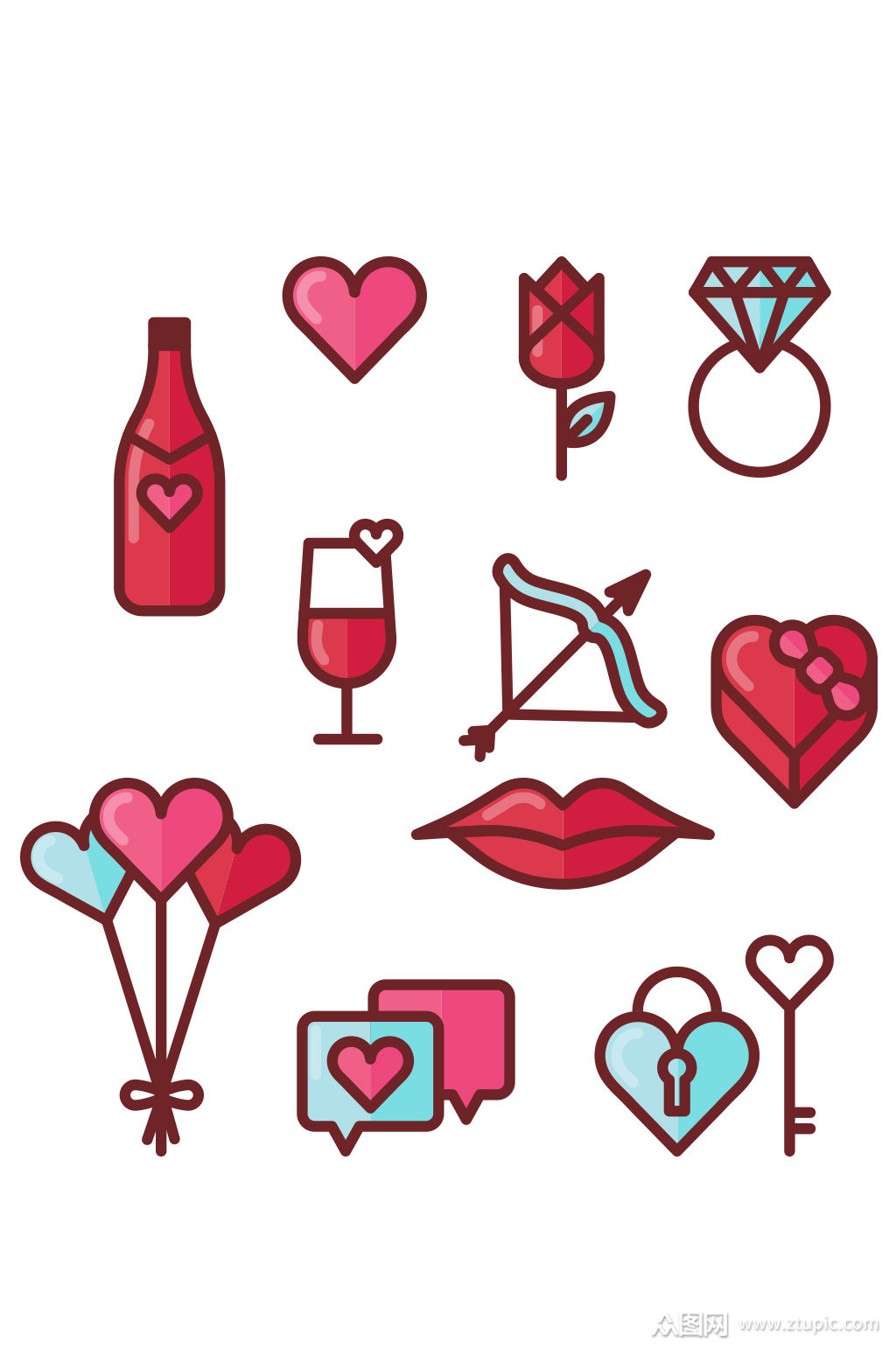 创意爱情元素矢量素材