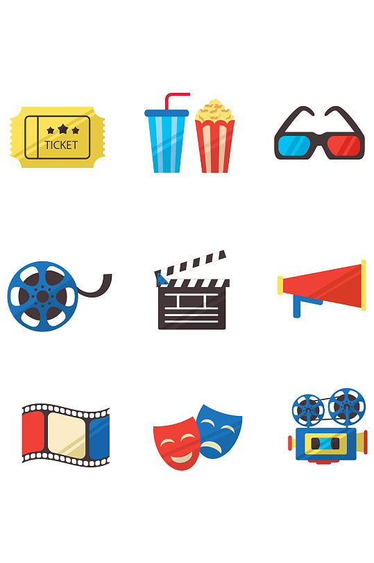 彩色电影元素矢量素材