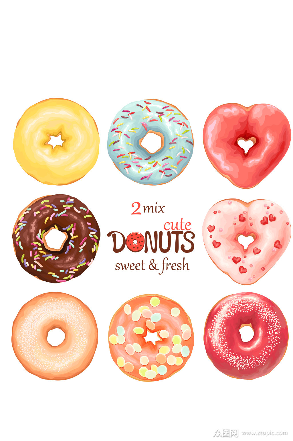 彩色甜甜圈设计矢量素材