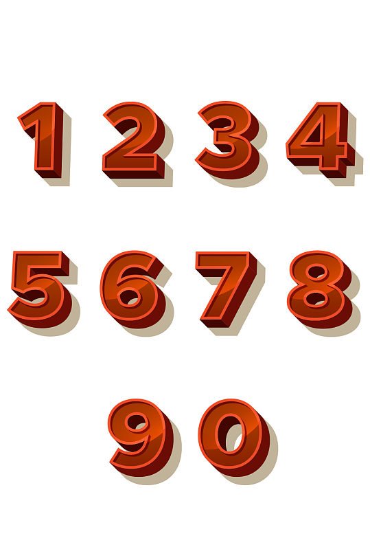 紅色立體數(shù)字矢量素材