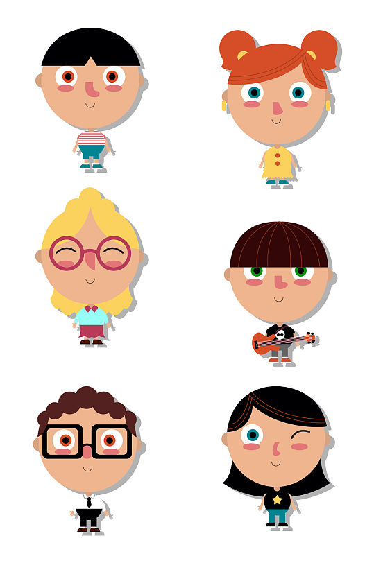 可爱大头儿童矢量素材立即下载可爱狂欢节人物矢量素材立即下载5个