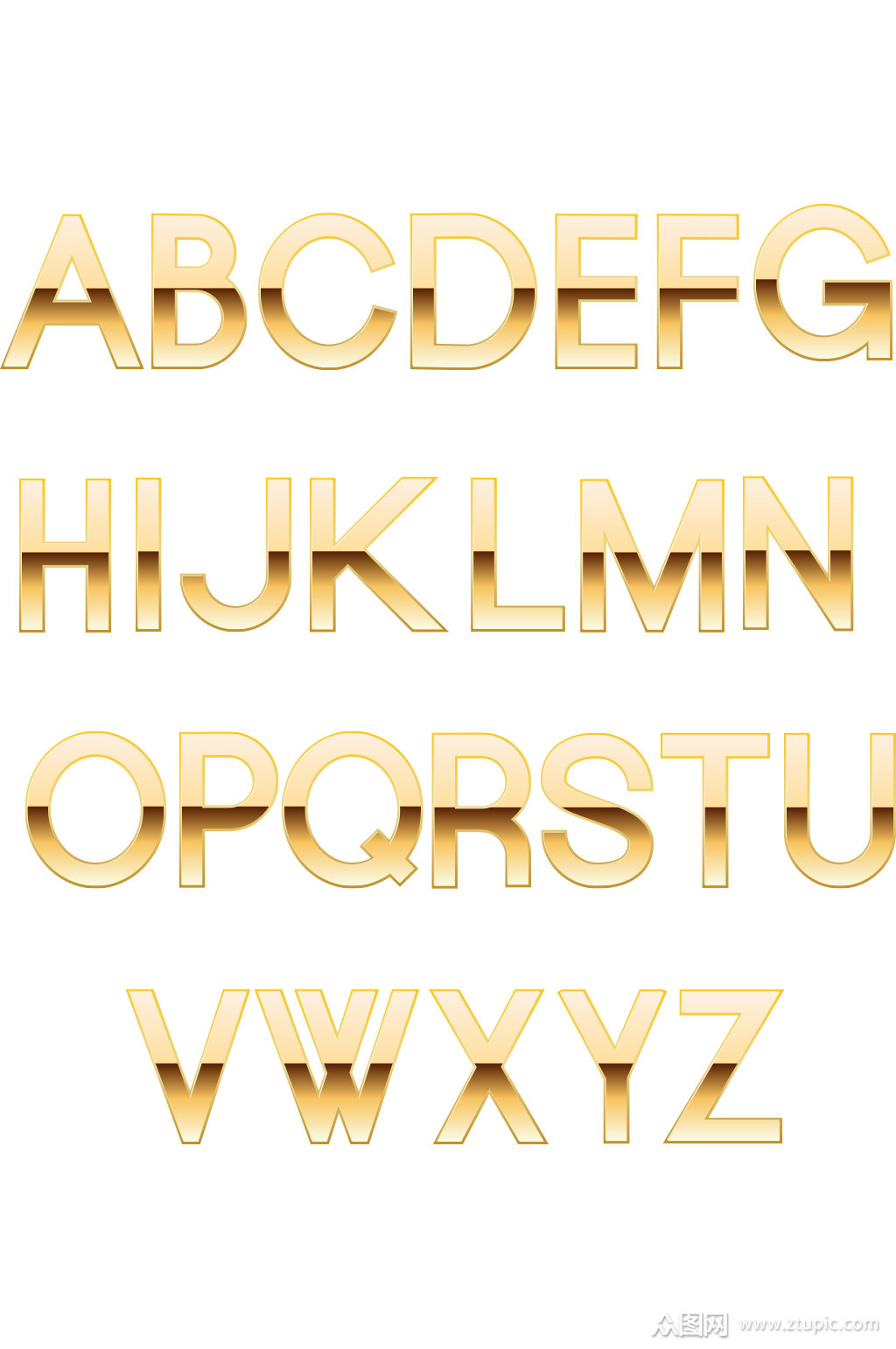 金色大写字母矢量素材