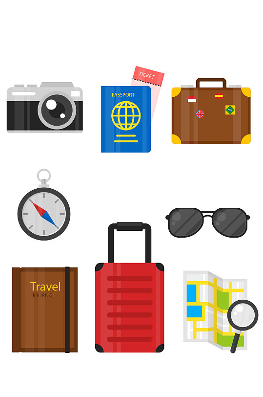 创意旅行物品矢量素材
