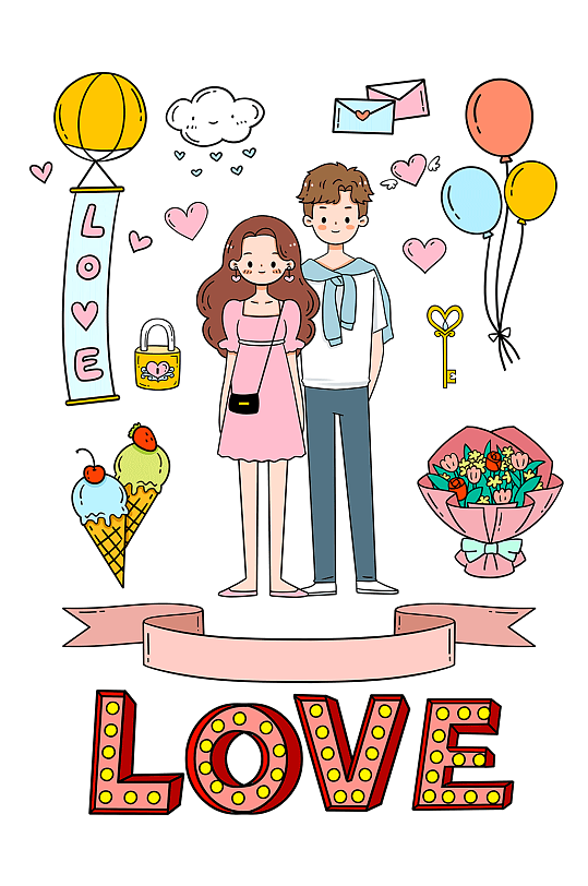 七夕情人节简笔画套图