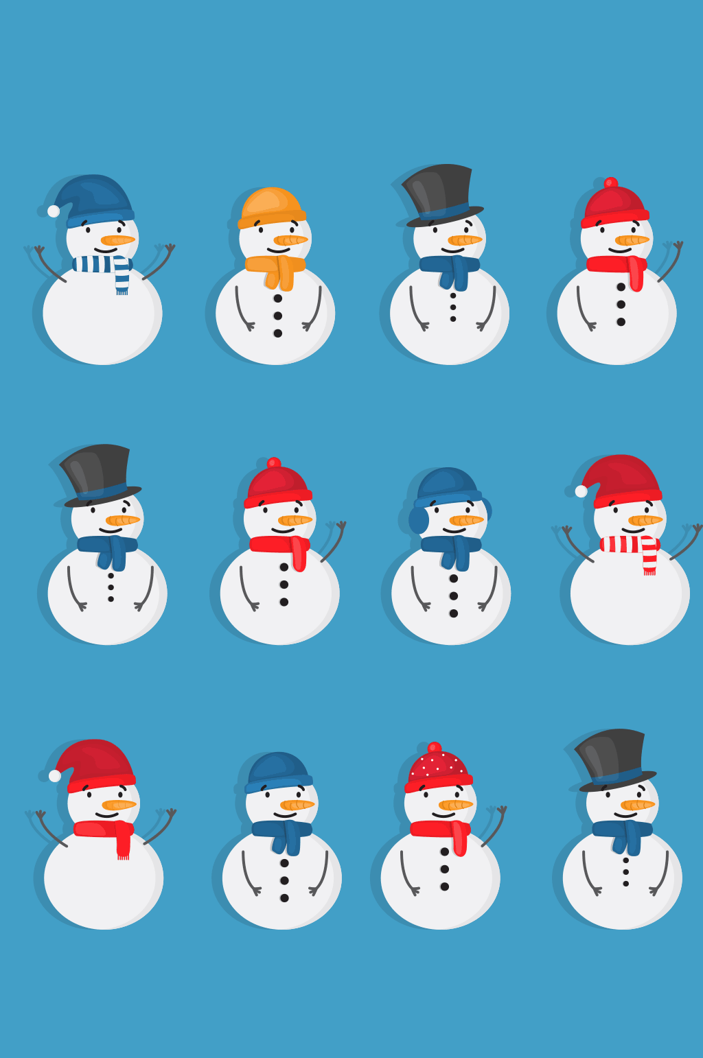 白色微笑雪人设计矢量素材 圣诞节元素素材