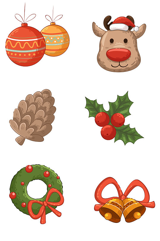 手绘圣诞节矢量素材免抠元素