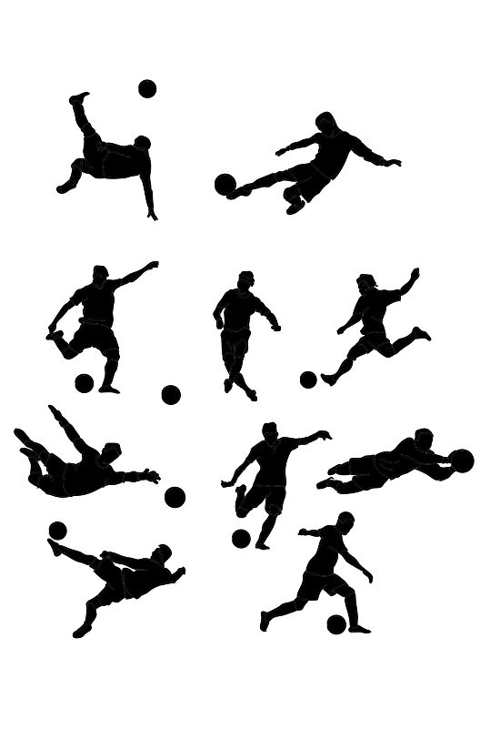 踢足球的人物剪影矢量素材 人矢量图