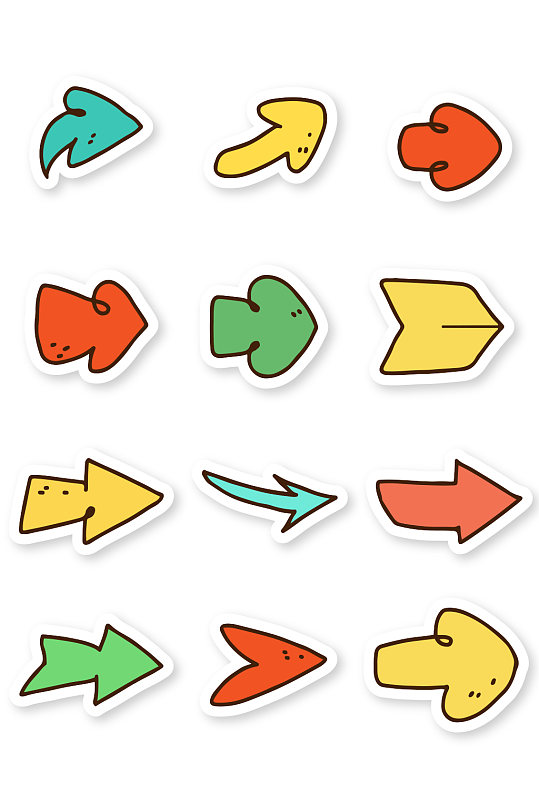 手绘箭头贴纸矢量素材
