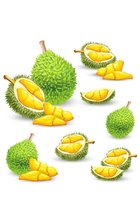 美味切开的榴莲矢量素材