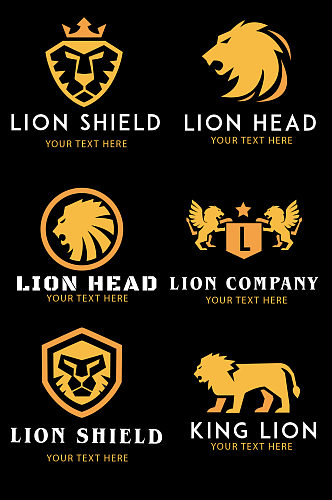 金色狮子标志矢量素材