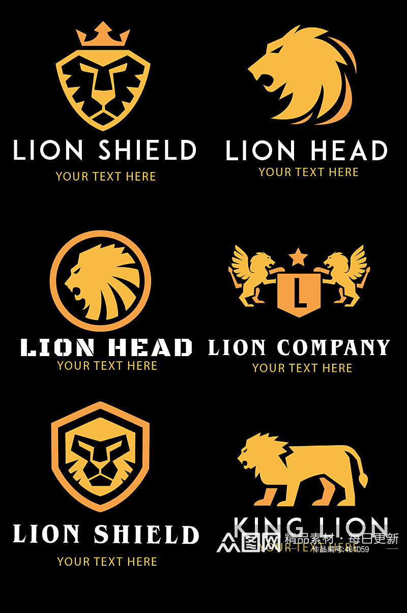 金色狮子标志矢量素材素材