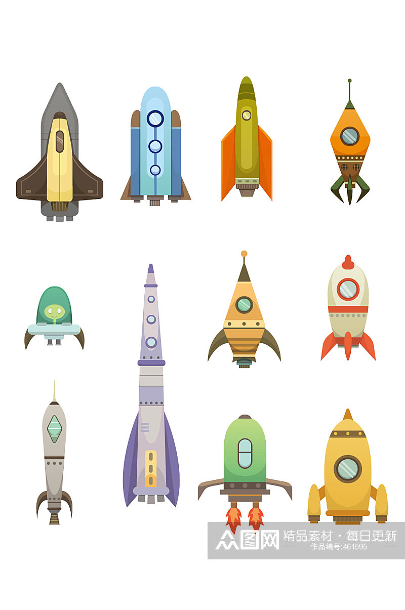卡通手绘火箭元素素材