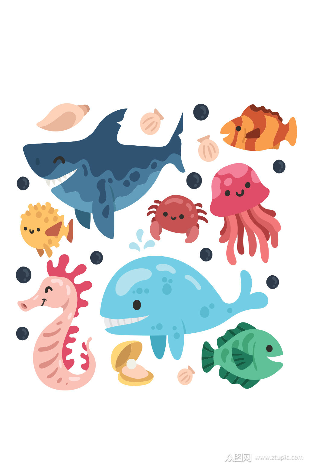 卡通海洋动物设计矢量素材卡通水母