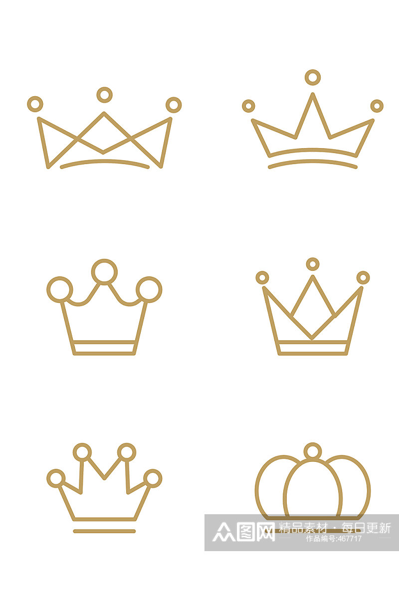 简约线条皇冠王冠形状图标素材