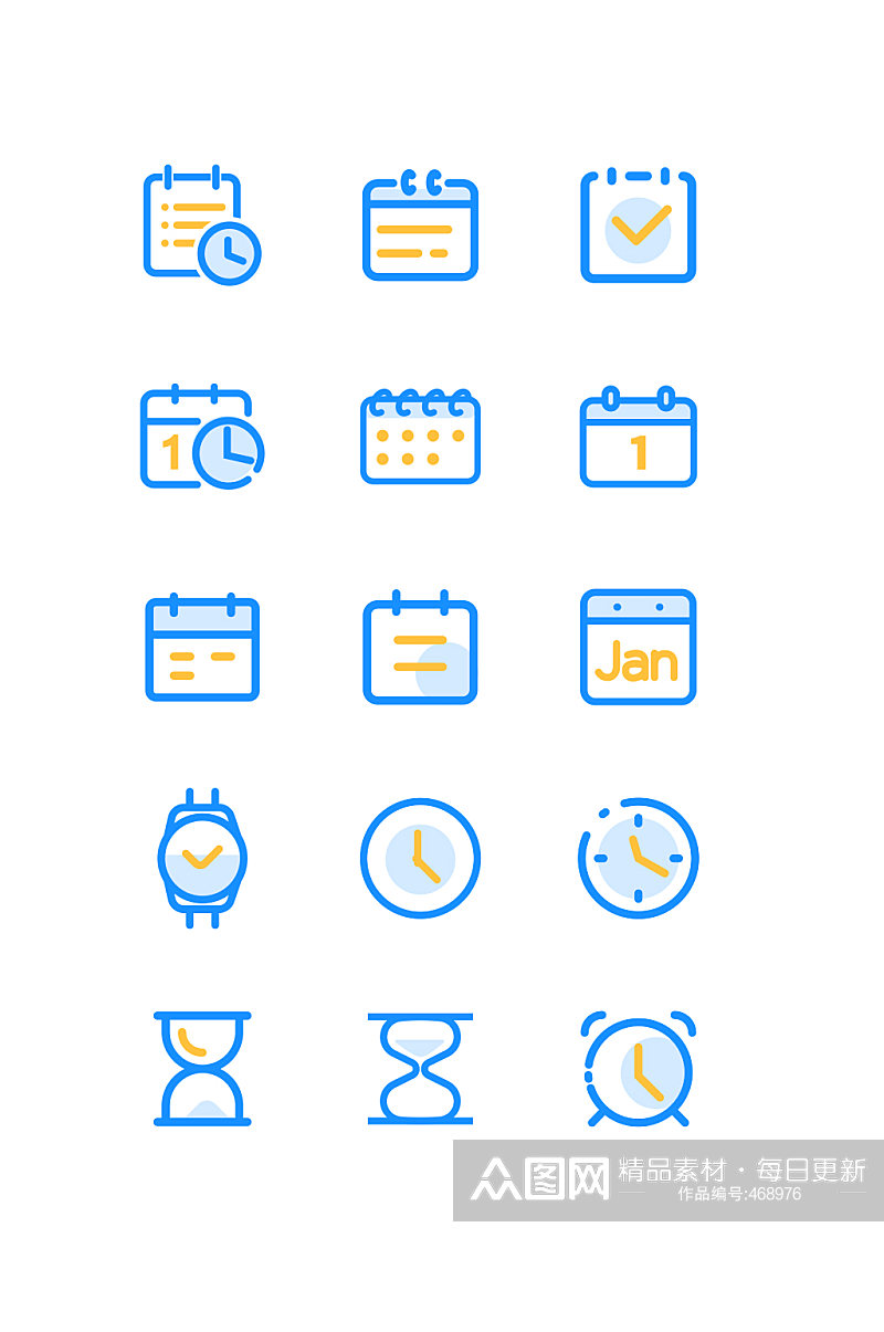 线性简约时间日历类图标素材