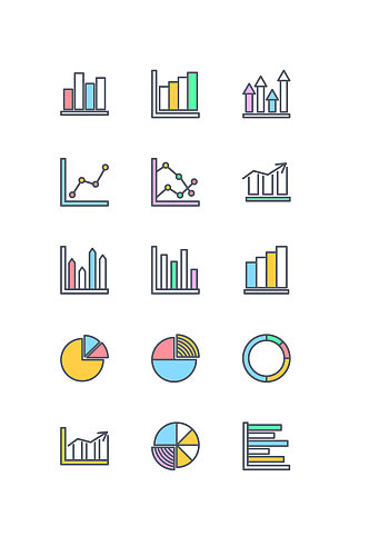 多色填充图表类矢量图标