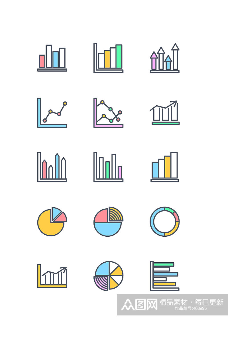 多色填充图表类矢量图标素材
