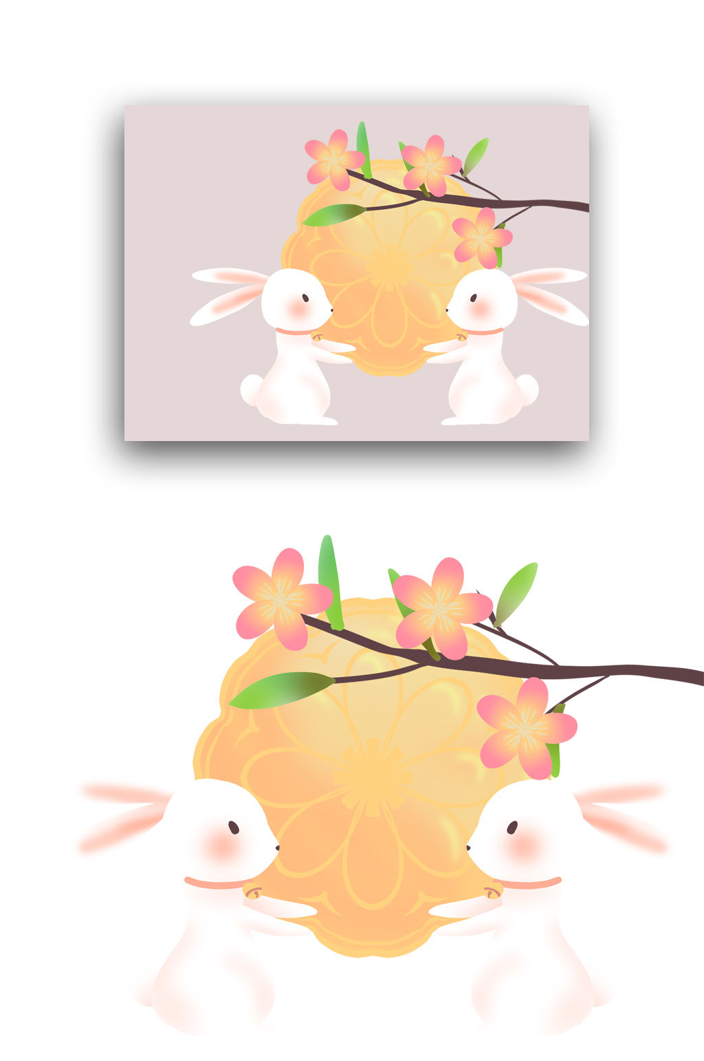 中秋节花好月圆兔子元素素材