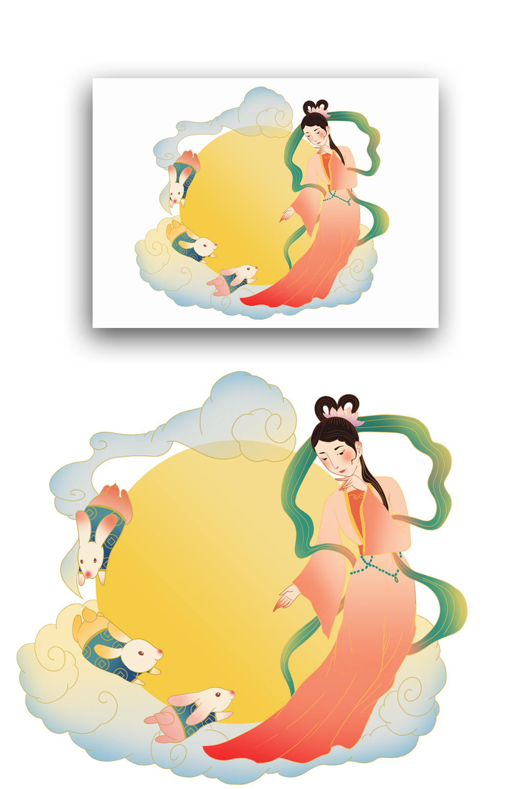 国潮中秋奔月嫦娥素材