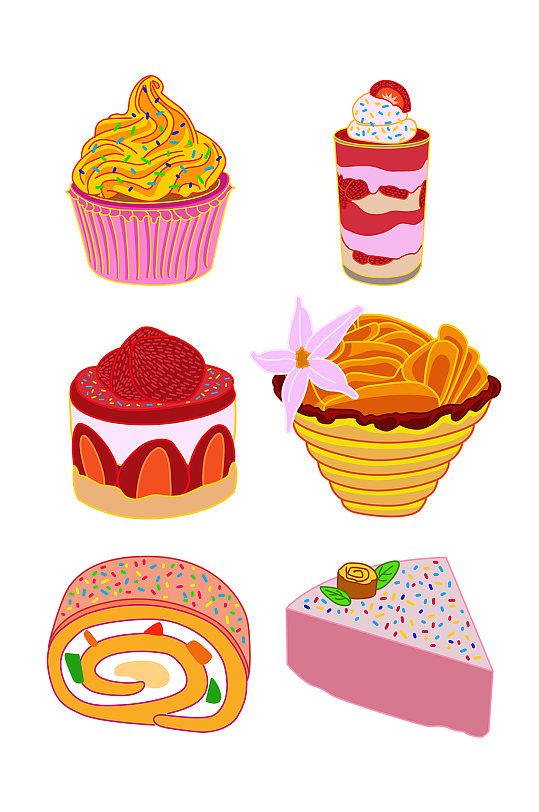 卡通手绘甜品蛋糕元素