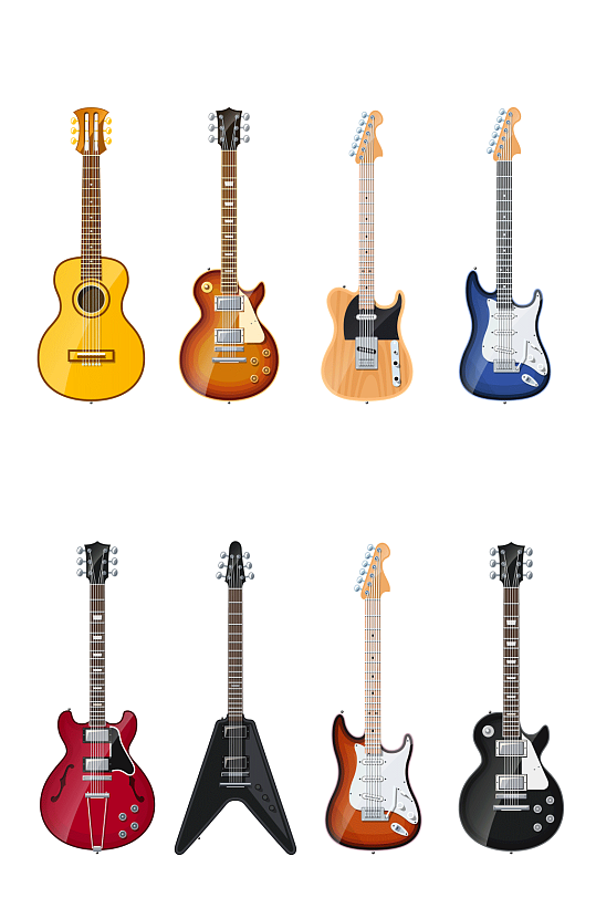 各种吉他造型矢量素材