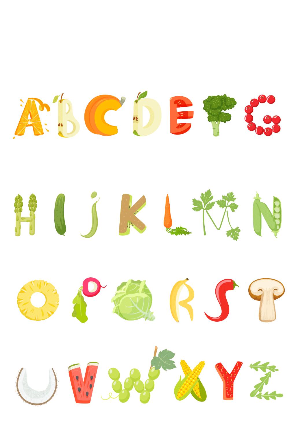 英语字母食物创意画图片