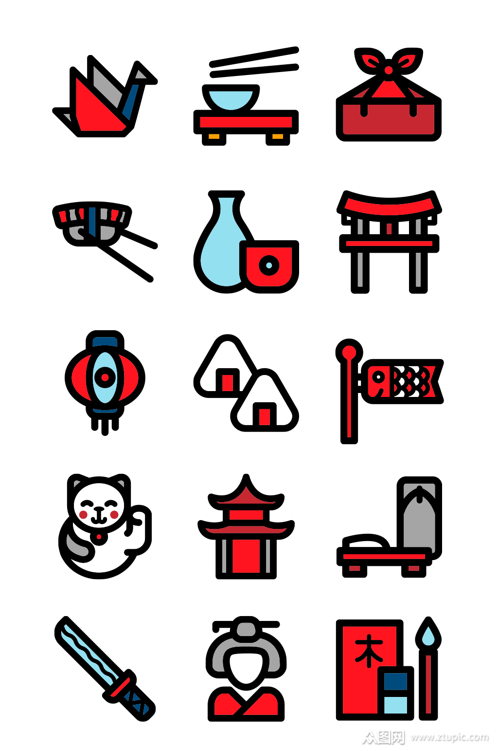 创意日本文化图标矢量素材素材