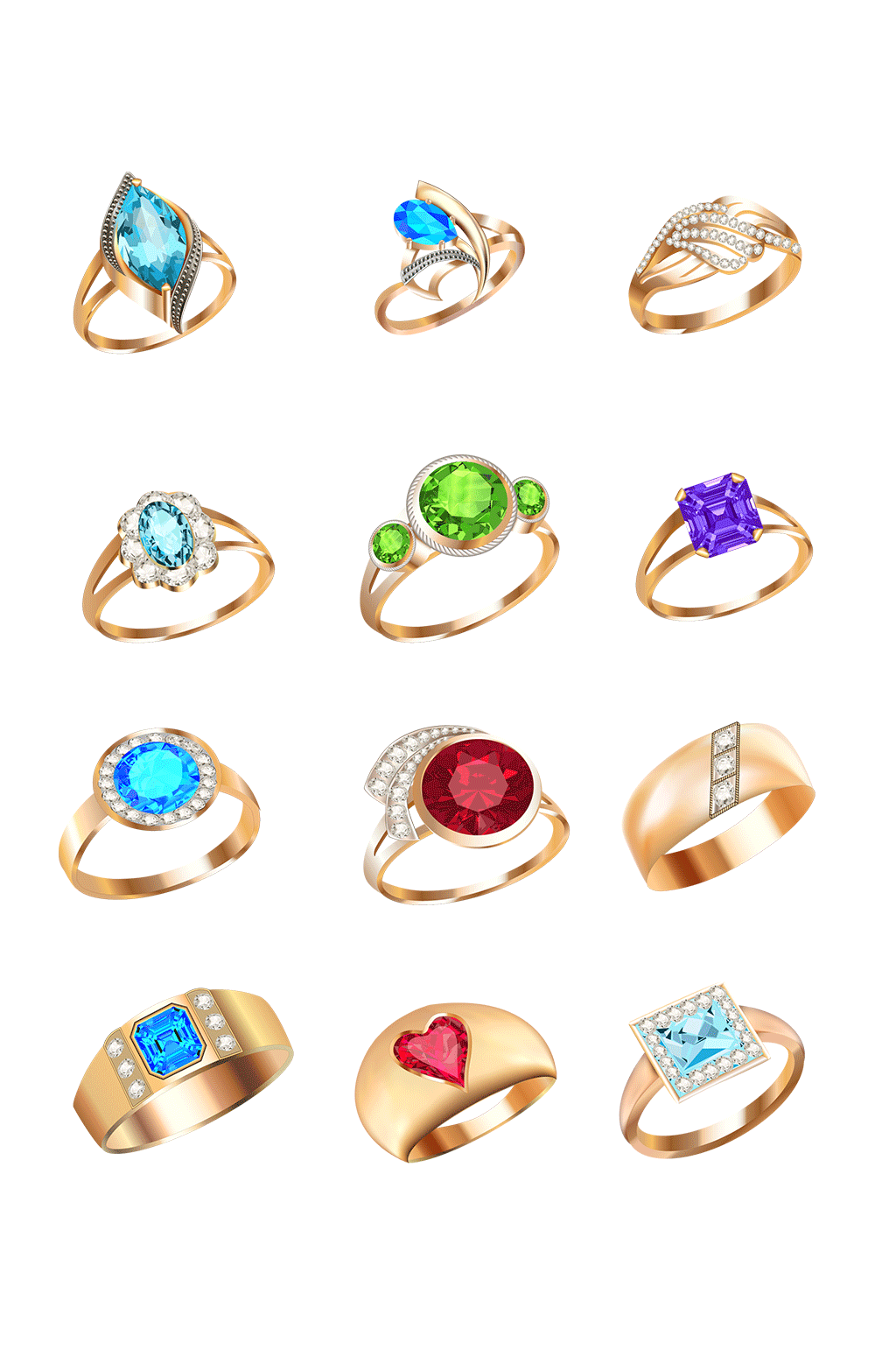 金色珠宝蓝色宝石素材素材