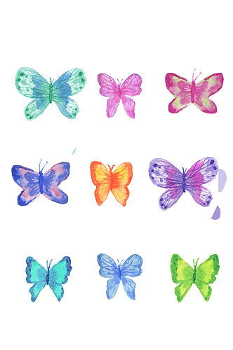 水彩绘蝴蝶设计矢量素材