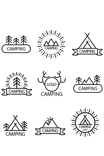 简洁野营标志设计矢量图