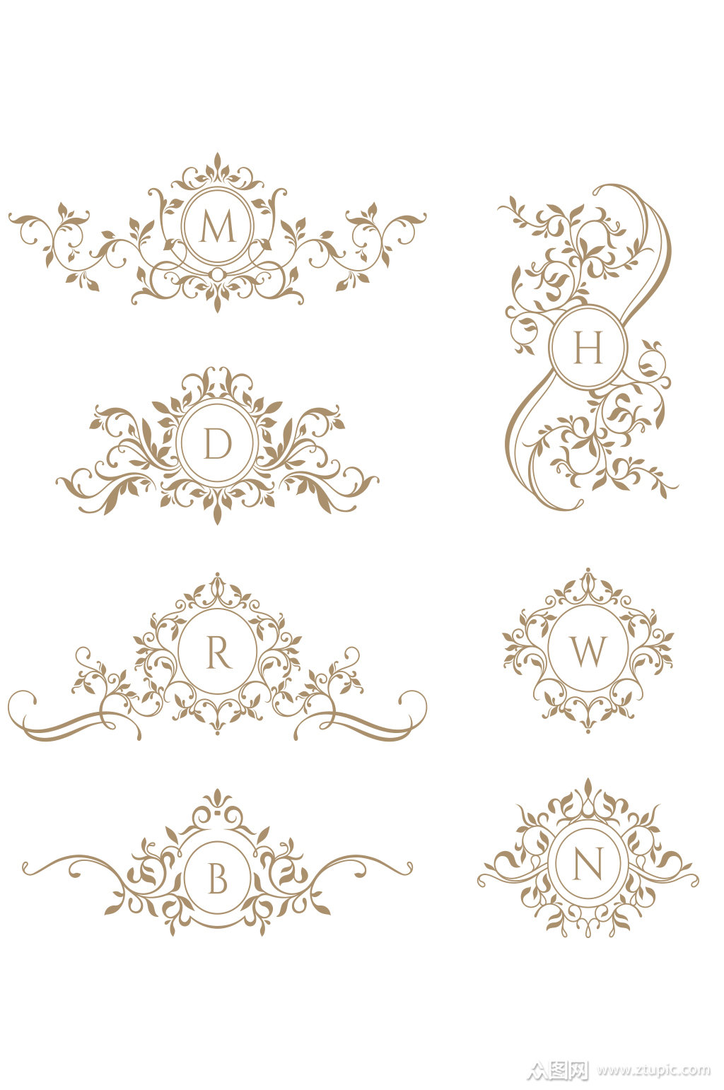 欧式花纹徽章矢量素材