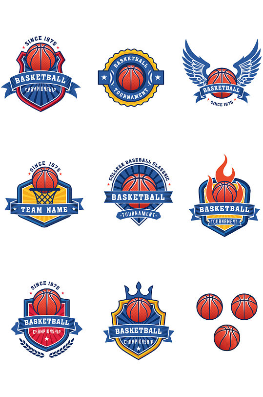 篮球队队徽logo设计矢量素材