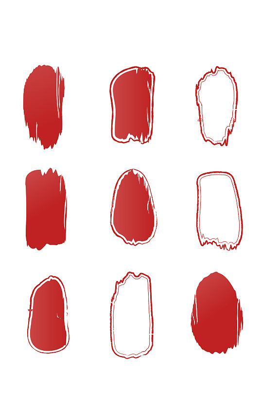 不规则古典中国风红色印章印泥-设计元素素材下载-众图网